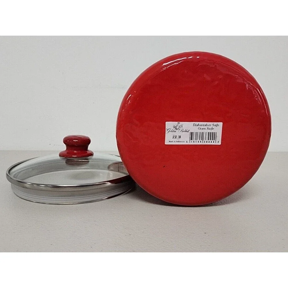 Golden Rabbit Enamelware - 2qt Canister (Solid Red) Solid‎ Red